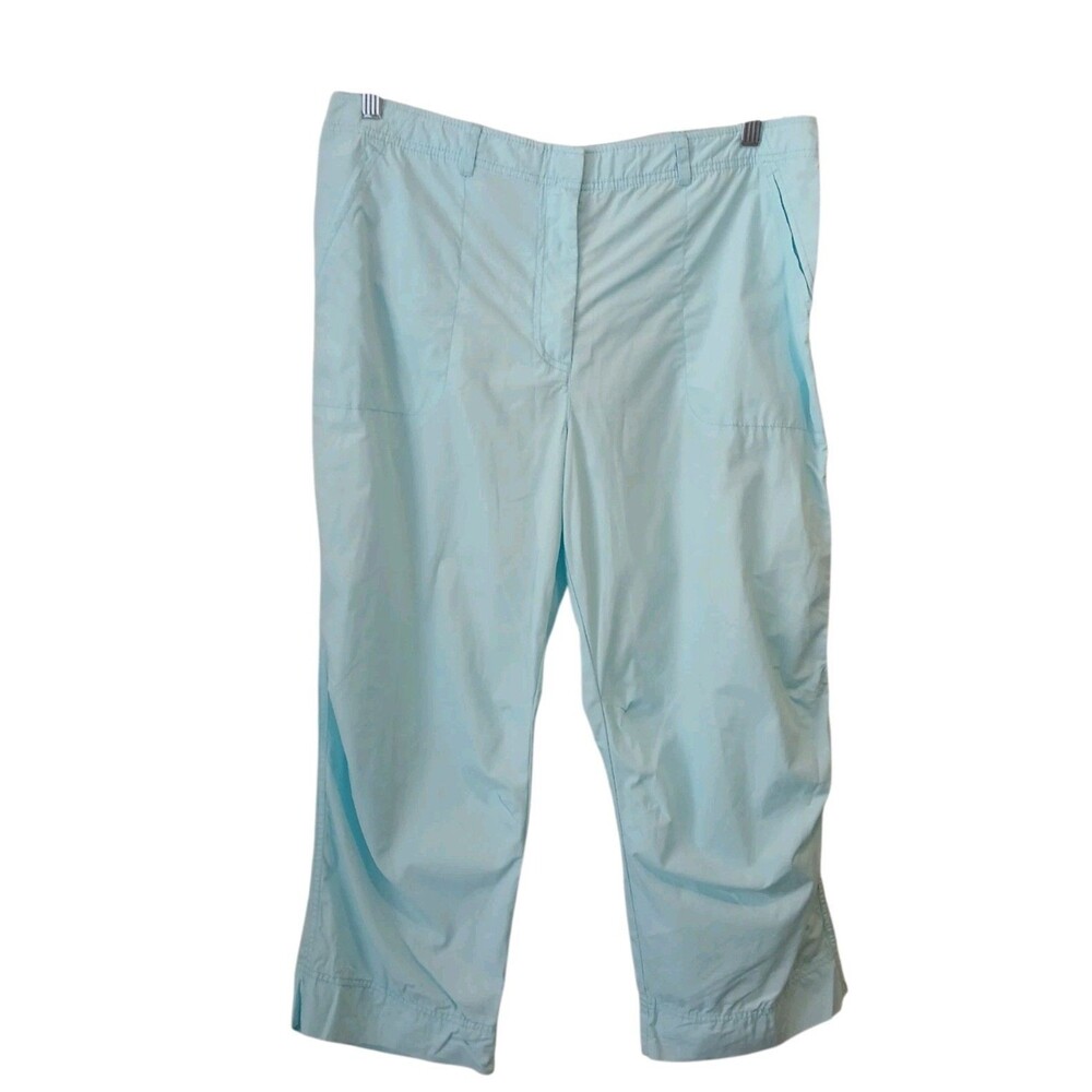 J Jill Light Blue Genuine Fit Cropped Lightweight Pants Wide Leg Sz 16 Cotton